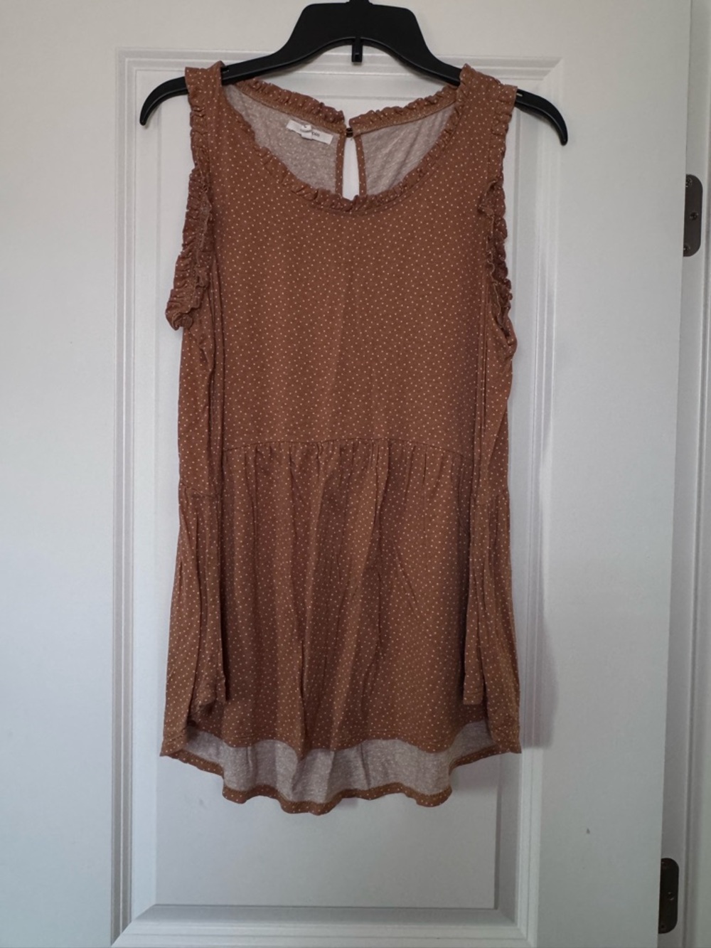Maurices Rust Brown Polka Dot Ruffle Tank Top